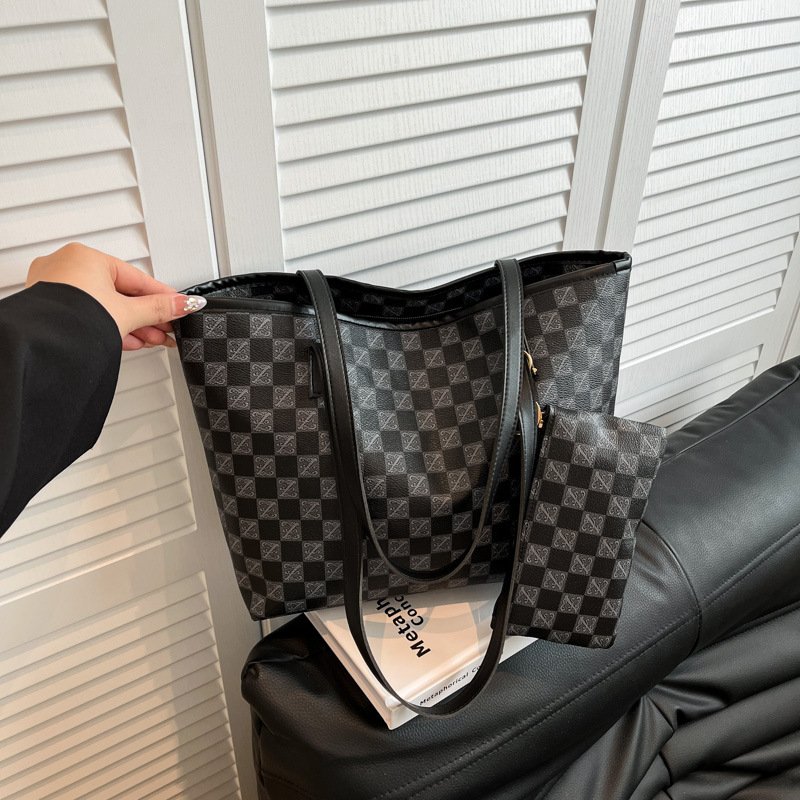 Black And White Checkered Tote Bag